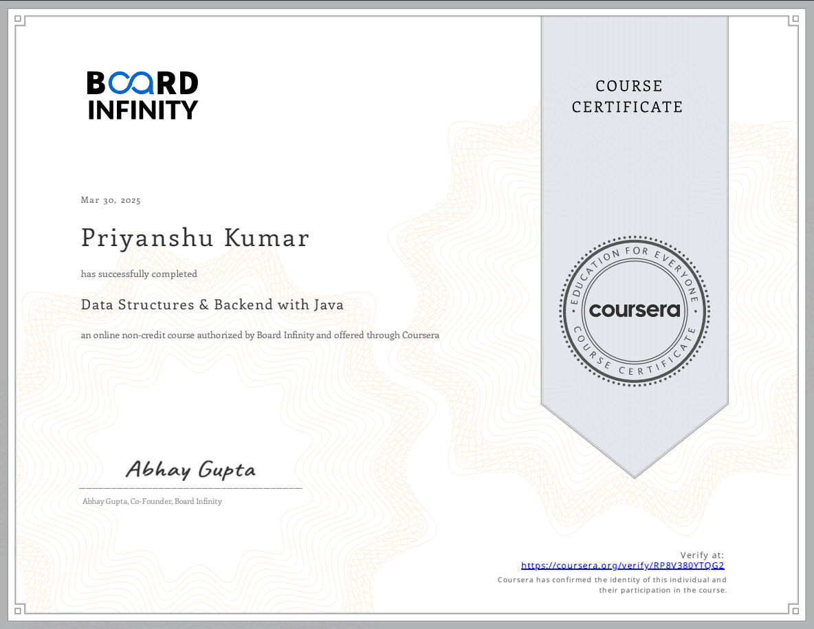 Data Structure & Backend With Java