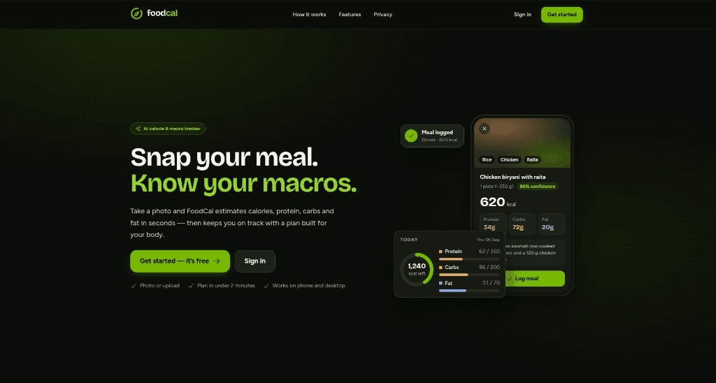 FoodCal screenshot