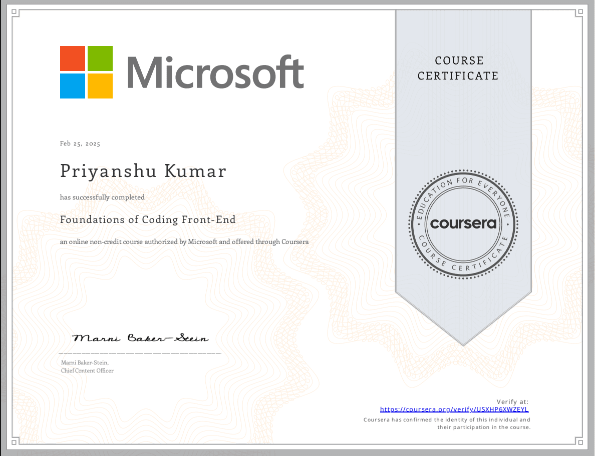 Frontend Certificate