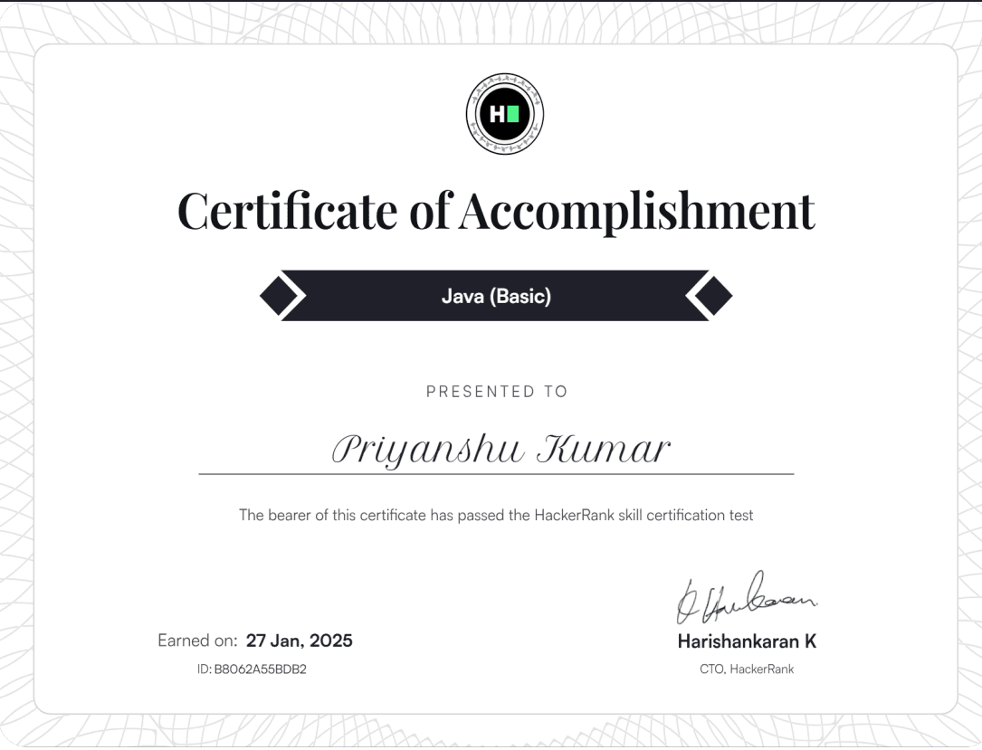 Java Certificate