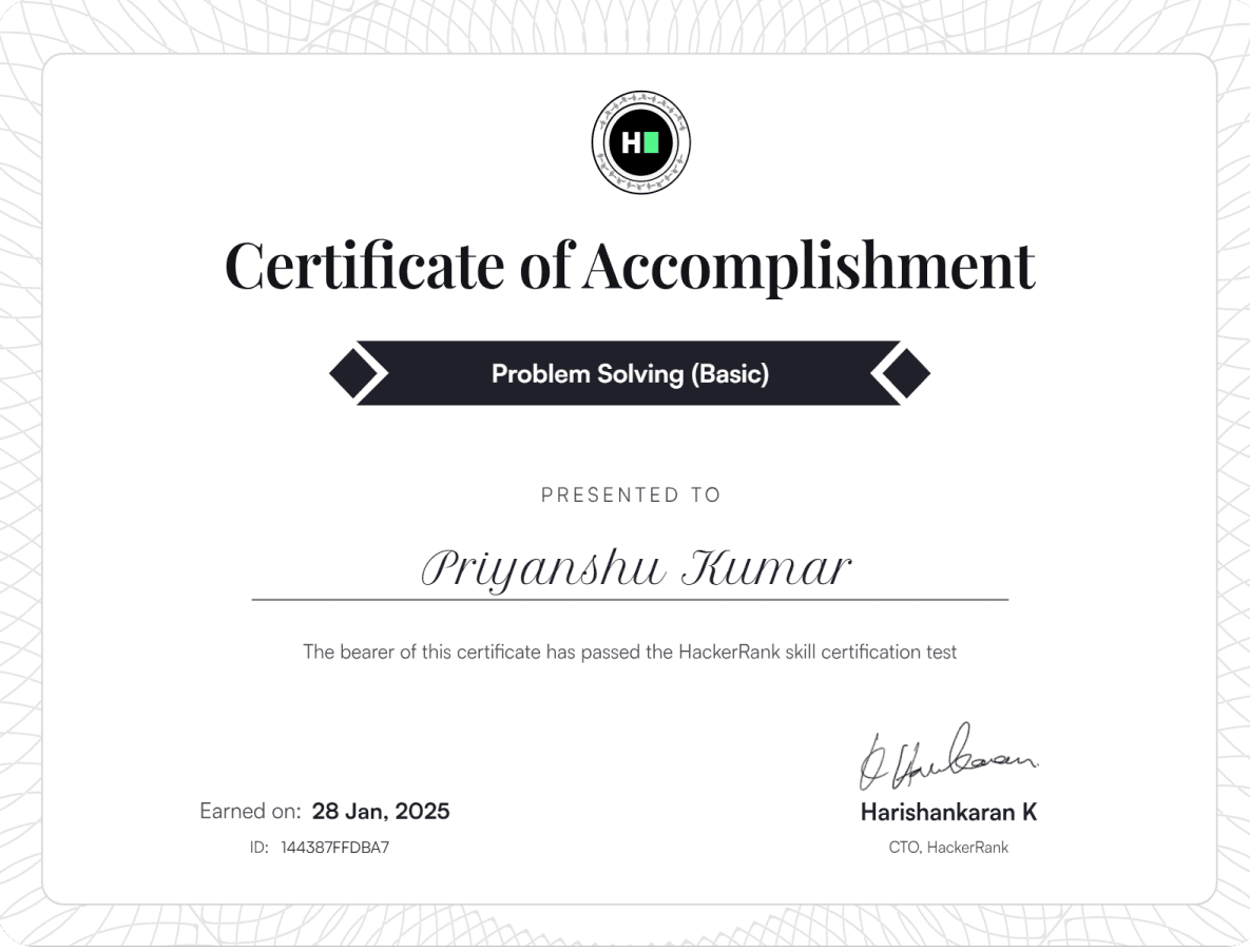Problem Solving Certificate